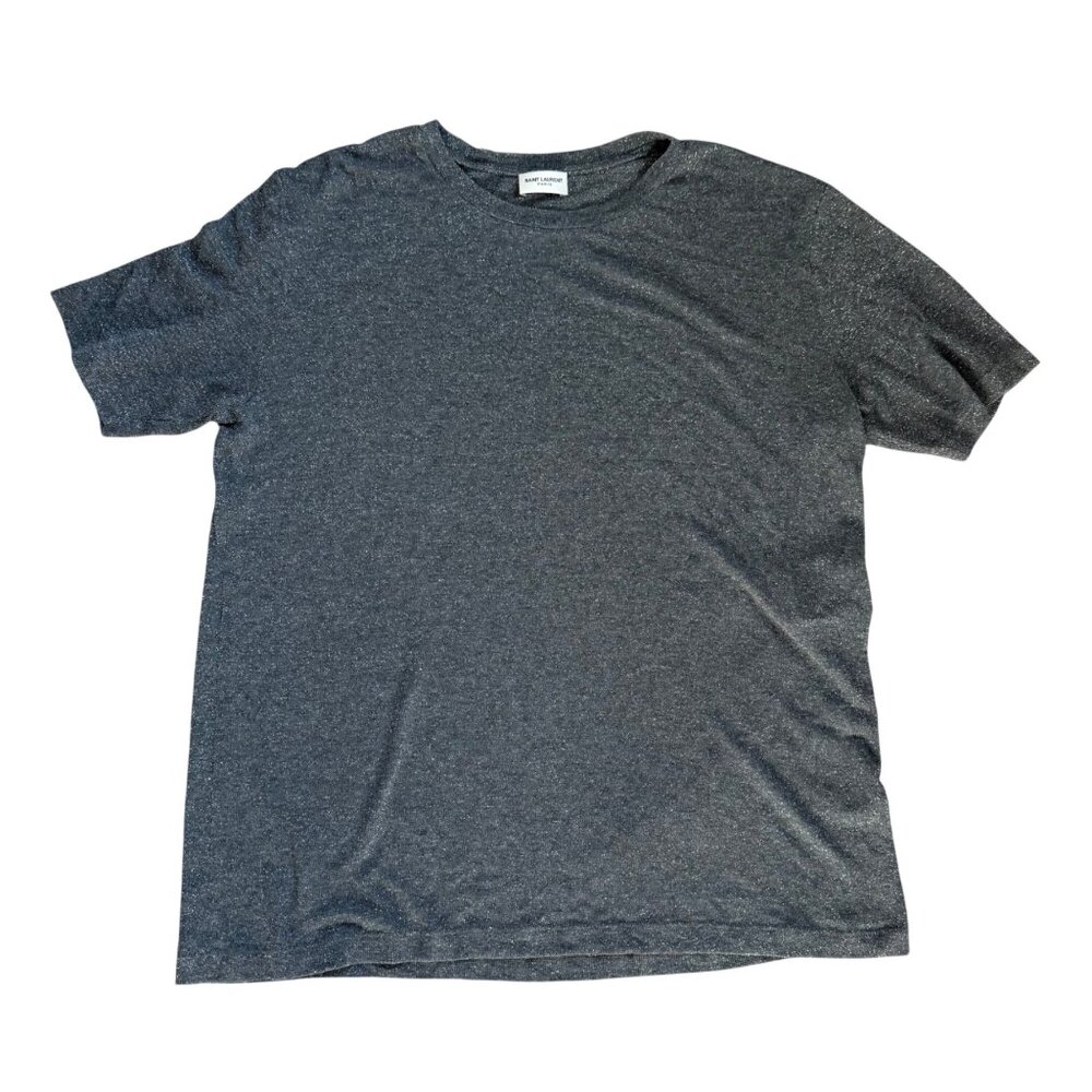 Saint Laurent Paris Gray Metallic Short-Sleeve T-Shirt Size S Made In France